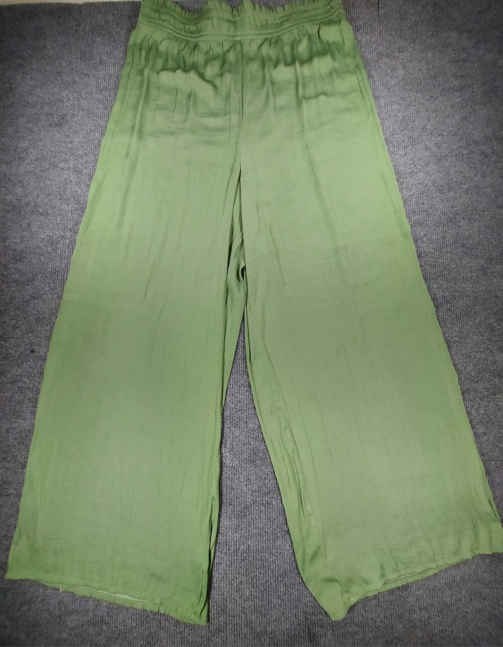 Joie High-Rise Wide-Leg Smocked Waist Lounge Pants Sage Green Size L Inseam 28.5